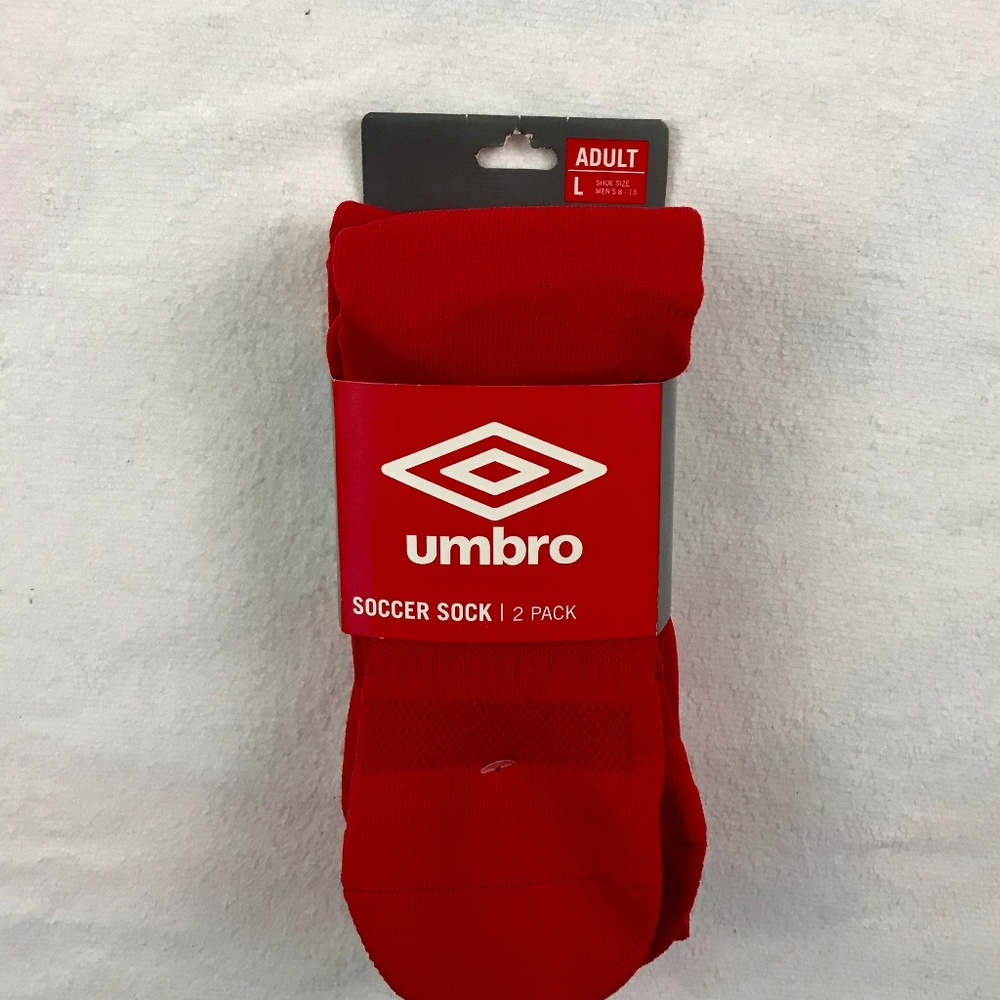 NEW Umbro Red Soccer Socks 2-Pack Size L